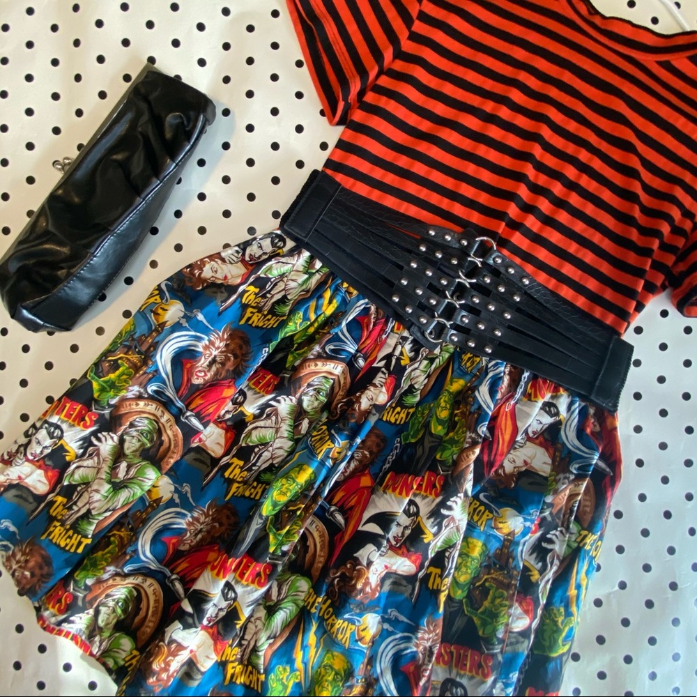 Classic Movie Monsters Skirt Sz L Goth Punk Horror